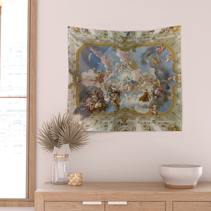 Renaissance Painting The Harmony between Religion and Science Wall Tapestry