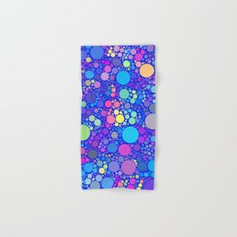 Neon Confetti Multicolored Polka Dots On Blue Pattern Design Hand & Bath Towel