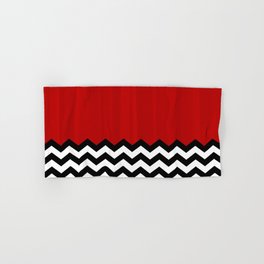 Red Black White Chevron Room w/ Curtains Hand & Bath Towel