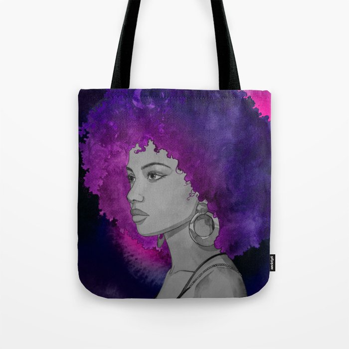 Neon Portrait of a Woman - Vibrant Curls Tote Bag