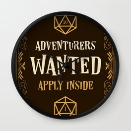 Adventurers Wanted Apply Inside D20 Dice Tabletop RPG Gaming Wall Clock
