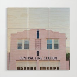 Pink Fire Station - Marfa Texas Photography Wood Wall Art