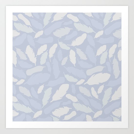Feather Pattern Light Blue Art Print