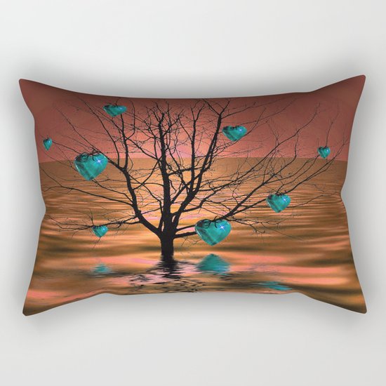 Magical Turquoise Heart Tree Rectangular Pillow