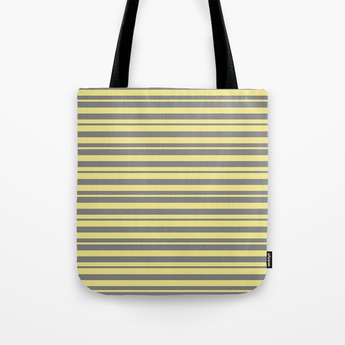 Tan & Gray Colored Lines/Stripes Pattern Tote Bag