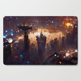 Postcards from the Future - Cyberpunk Cityscape Cutting Board