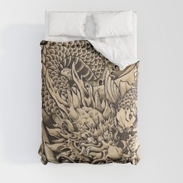 Japanese dragon and Koi fish Comforter