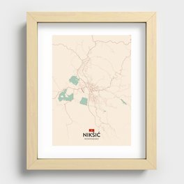 Niksic, Montenegro - Vintage City Map Recessed Framed Print