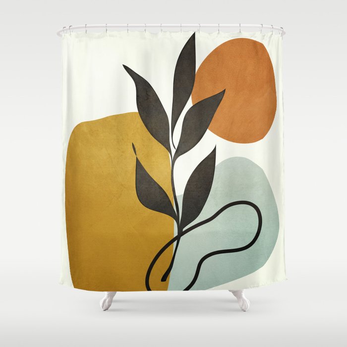 Soft Abstract Small Leaf Shower Curtain