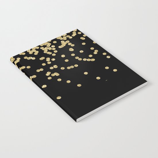 Sparkling gold glitter confetti on black - Luxury design Notebook