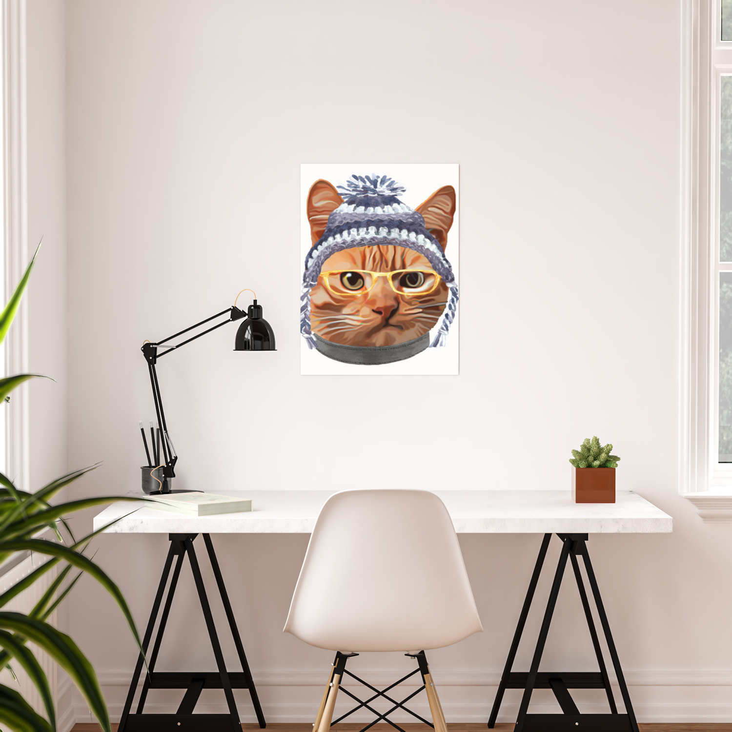 Cat Kitty Kitten In Clothes Yellow Glasses Toque Beanie Poster By
