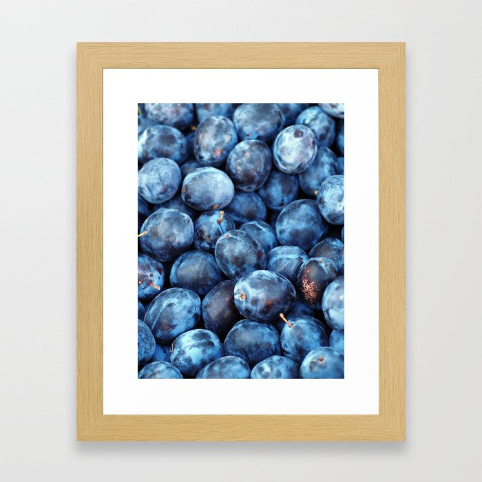 Blue Plums Fruit pattern Framed Art Print