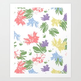 Dancing Pastel Flowers Art Print | Pattern, Pastel, Floral, Purple, Sage, Weddings, Babyshowers, Pop Art, Graphicdesign, Foilage 
