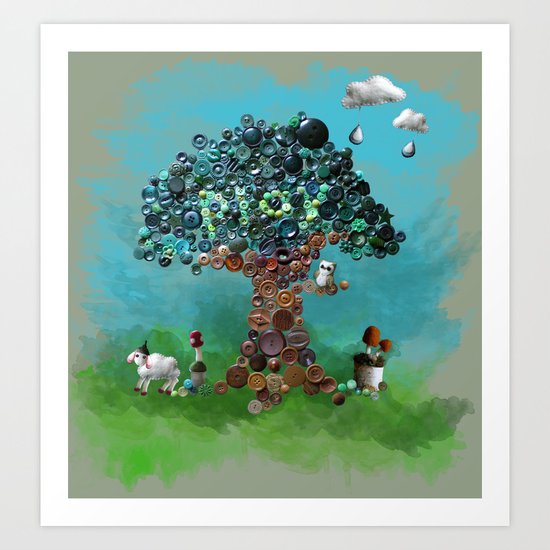 Playing with Buttons and Wool Art Print