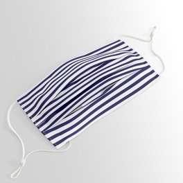 Navy Blue & White Maritime Small Stripes - Mix & Match with Simplicity of Life Face Mask