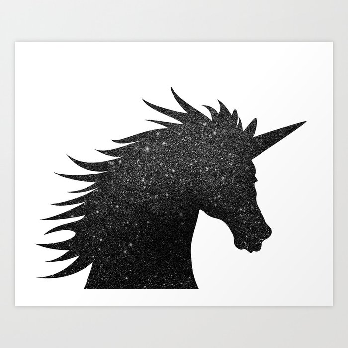 Black Glitter Unicorn Art Print By Avenger Society6