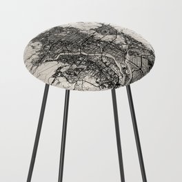 Japan KYOTO - City Map - Black and White Counter Stool