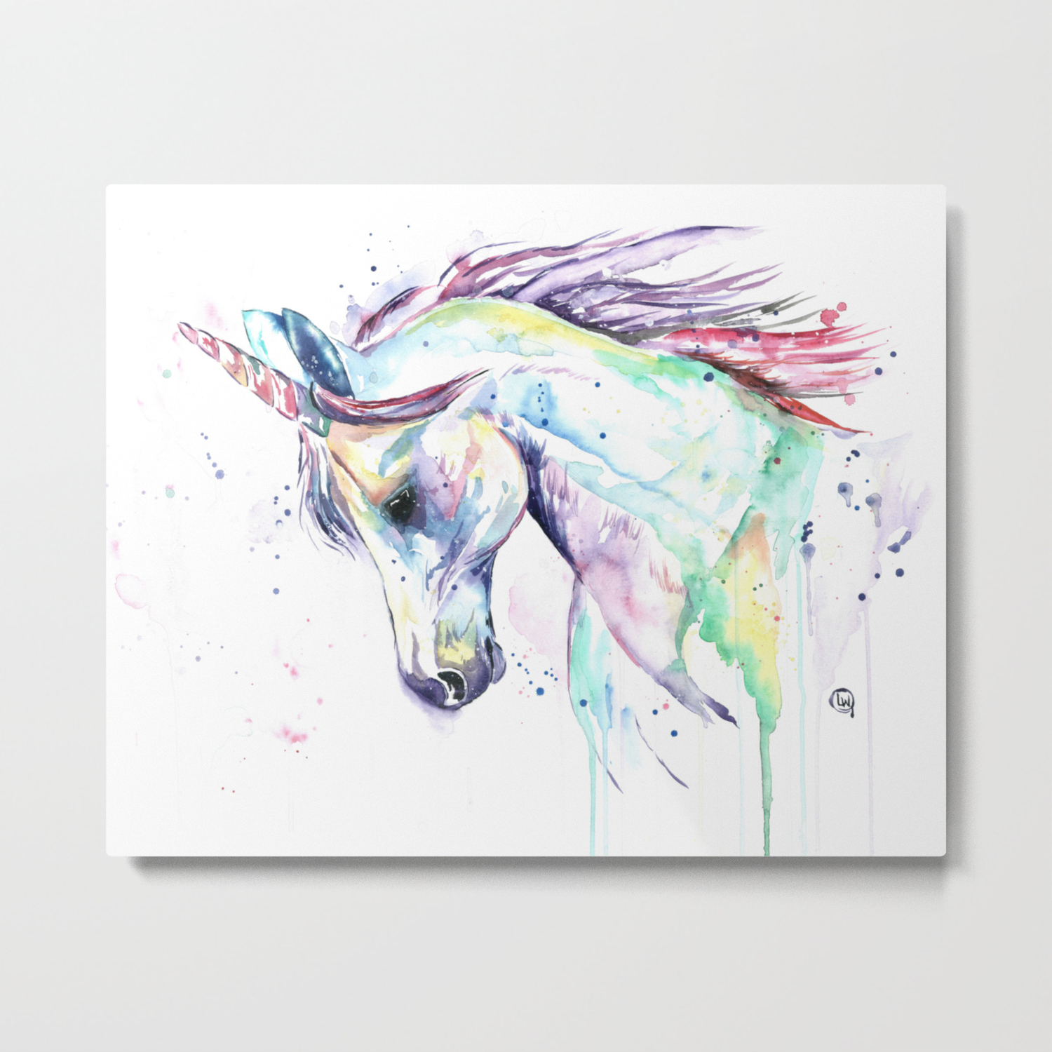 Colorful Unicorn Watercolor Painting Kenzie S Unicorn Metal