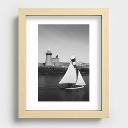 Sailboat And Lighthouse Recessed Framed Print