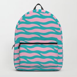 Tiger Wild Animal Print Pattern 349 Turquoise and Pink Backpack