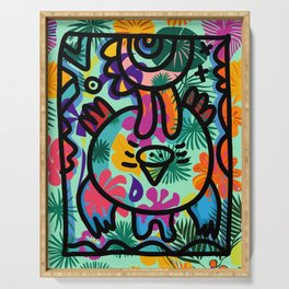 Jungle Life Graffiti Art Bird Colorful Pattern by Emmanuel Signorino Serving Tray