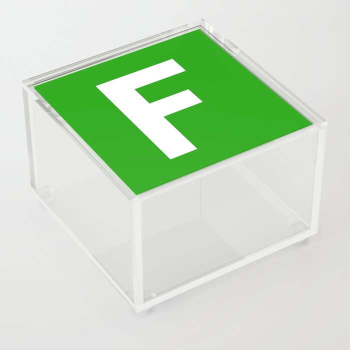 Letter F (White & Green) Acrylic Box