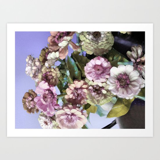 Pastel Vintage Zinnia's Art Print
