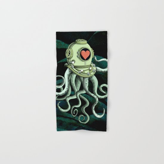 octopus diver in love Hand & Bath Towel