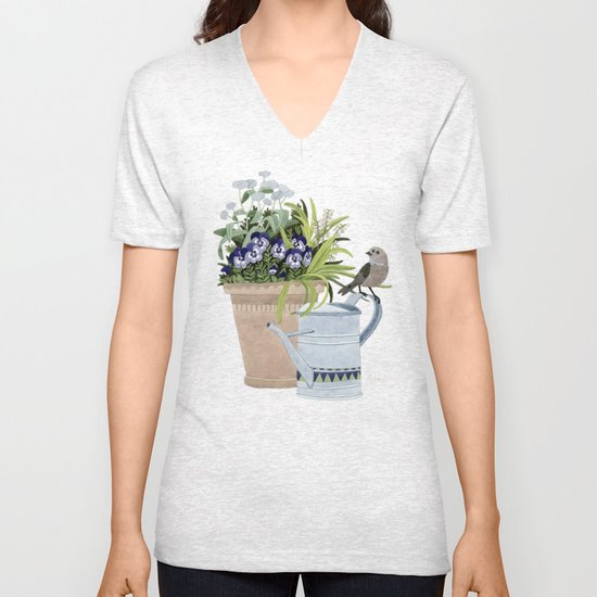 Pansies in a pot Unisex V-Neck