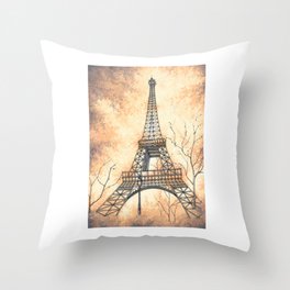 Eiffel tower sunset Throw Pillow