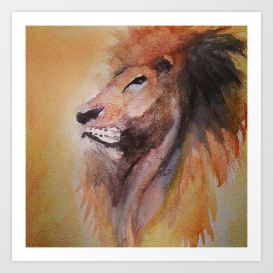 Lion Watercolor Art Print