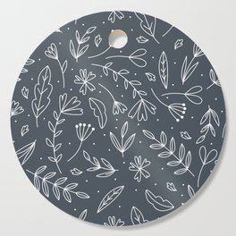 floral pattern with hand drawn flowers, leaves and branches Cutting Board