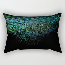 Peacock feathers on a black background Rectangular Pillow