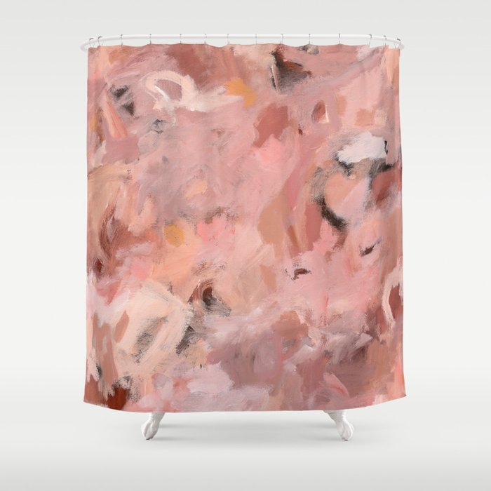 New Beginning - Abstract floral soft pink, blush, coral Shower Curtain