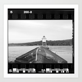 Black and White Lighthouse | Film Style Photography | Minnesota Art Print