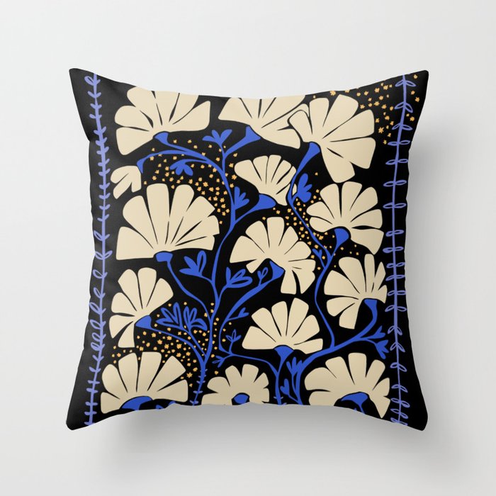 Klimts always blooming good mood deep black Throw Pillow