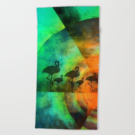 Flamingo Keep Walking Beach Towel