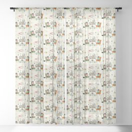 Cozy Cats’ Den ©studioxtine Sheer Curtain