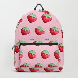 Sensational Strawberries Pink Background Backpack