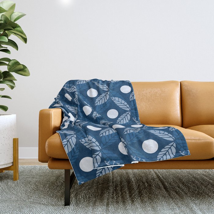 Classic Blue Floral Midnight  Throw Blanket