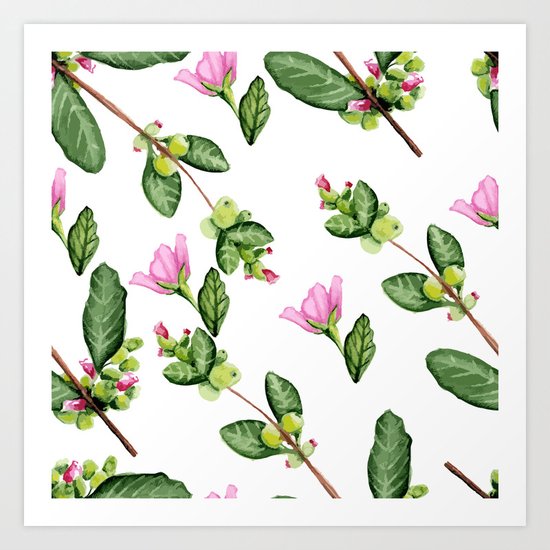 Floral pattern. Watercolor. Art Print