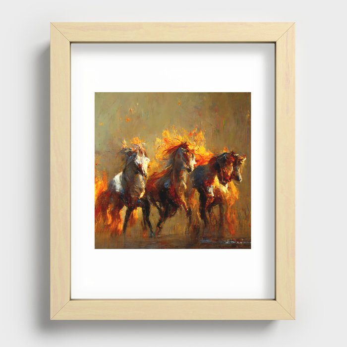 Flaming Horses Recessed Framed Print