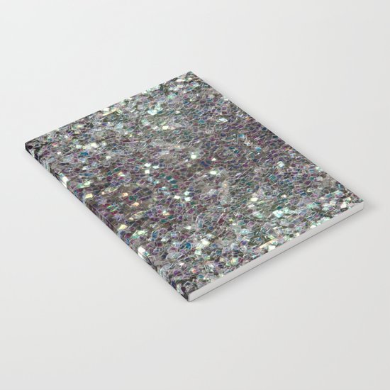 Sparkly colourful silver mosaic mandala Notebook