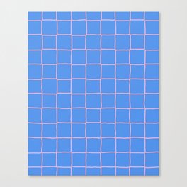 Blue + Pastel Purple Tiles Checker Plaid Canvas Print