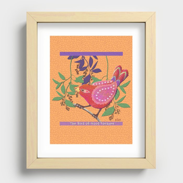 Bird Of Good Fortune Mosiac Art Recessed Framed Print