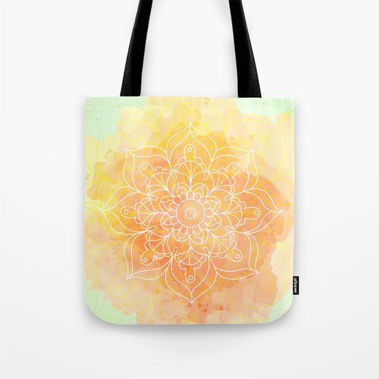 Watercolor Mandala // Sunny Floral Mandala Tote Bag