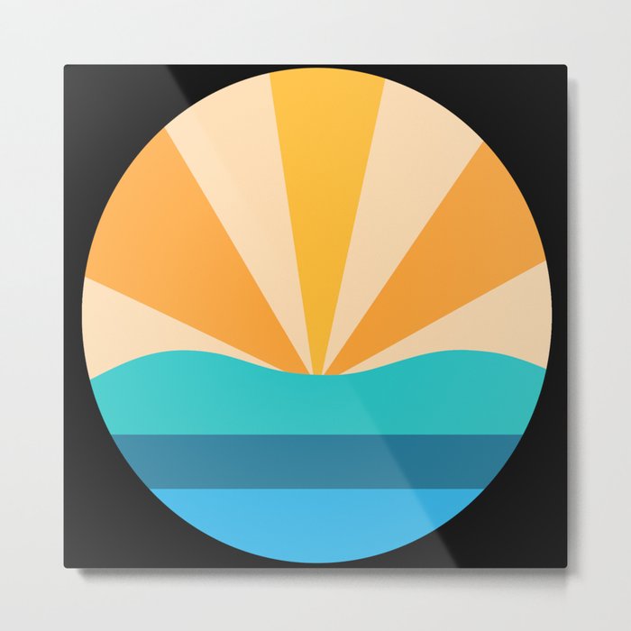 Cover I - Colorful Sunset Retro Abstract Geometric Minimalistic Design Pattern Metal Print