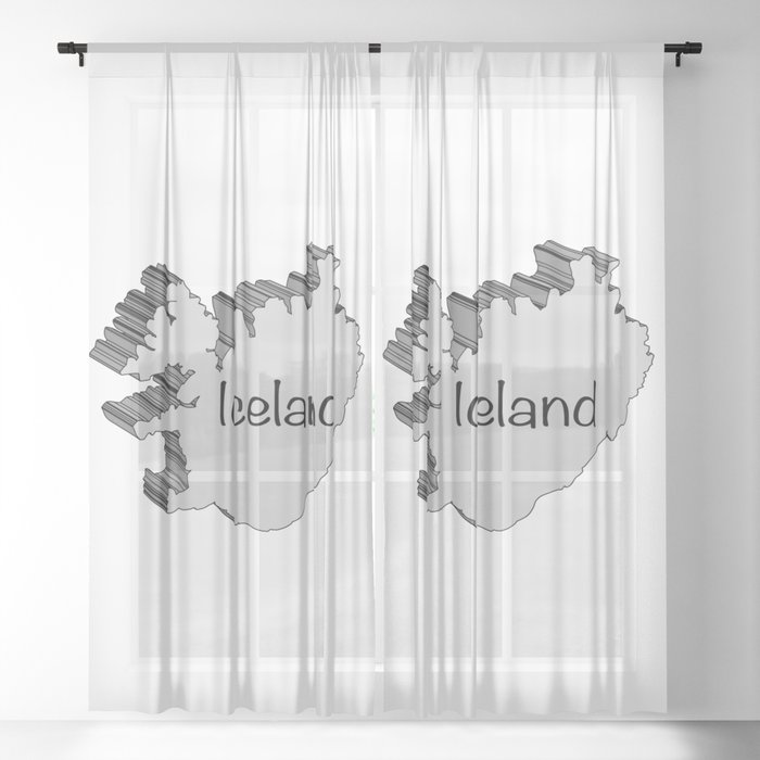 Iceland 3D Map Sheer Curtain
