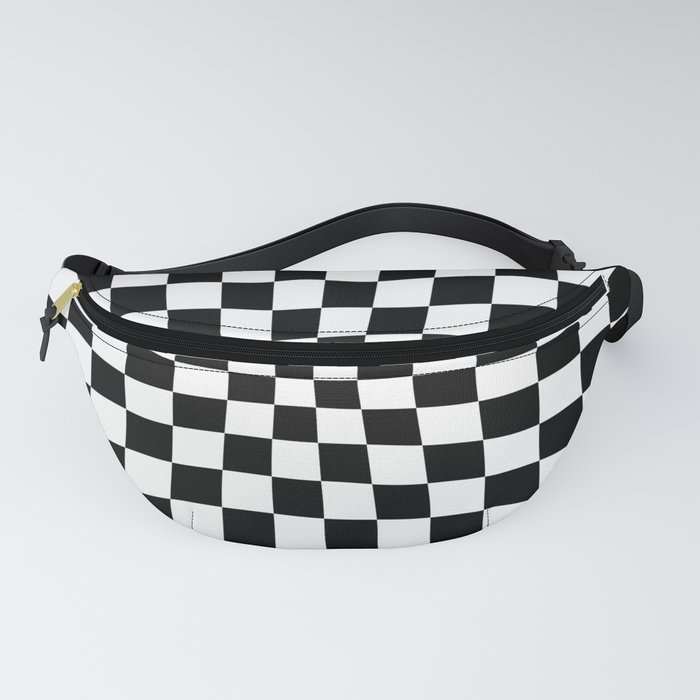 Black Check or Checked Background. Fanny Pack