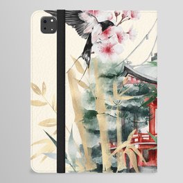 Japanese Crane Watercolor Art iPad Folio Case